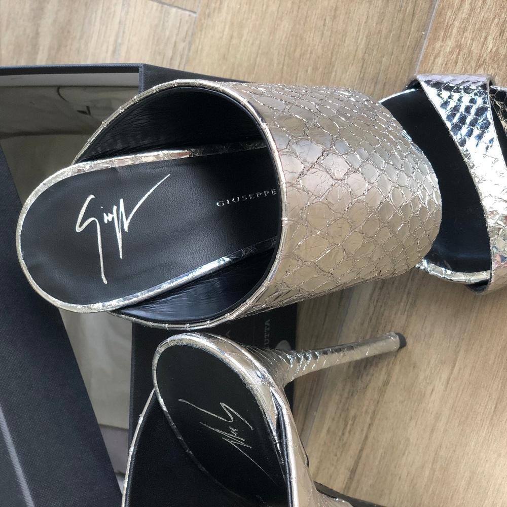 Giuseppe Zanotti Silver Mule Heels